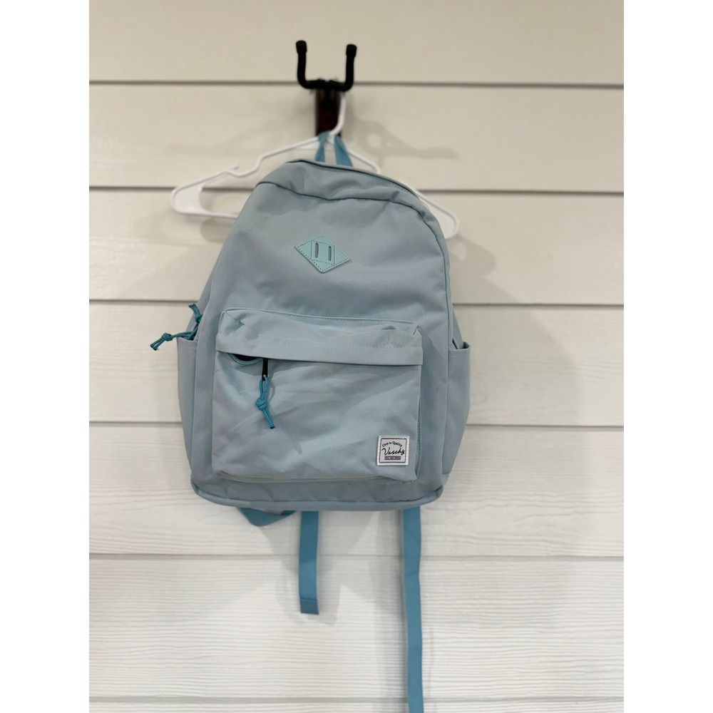 D- 001- Vaschy Classic Lightweight Water Resistant School Backpack Light Blue